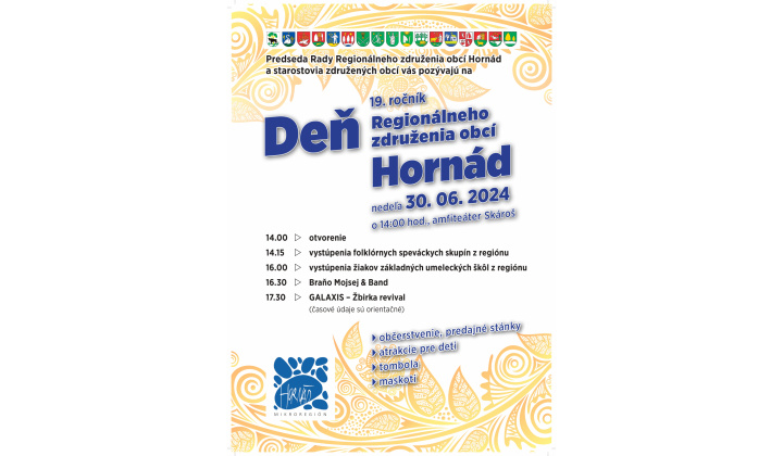 Pozvánka na 19. ročník - Dni regionálneho združenia obci Hornád